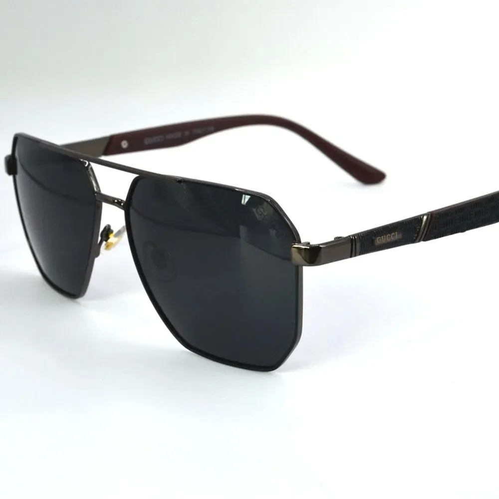 Gucci Men Aviator Sunglasses | Gunmetal/Black | Gray Lens | New | No Tags